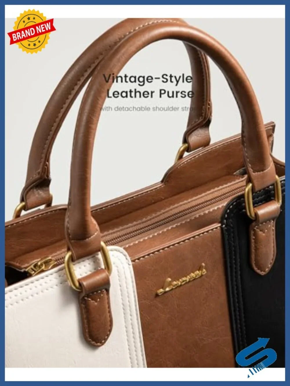 Vintage Leather Shoulder Handbag, Small Satchel Tote Crossbody Bag for Work